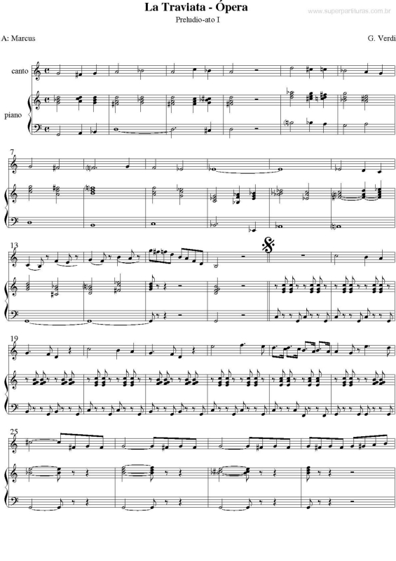 Partitura da música La Traviata