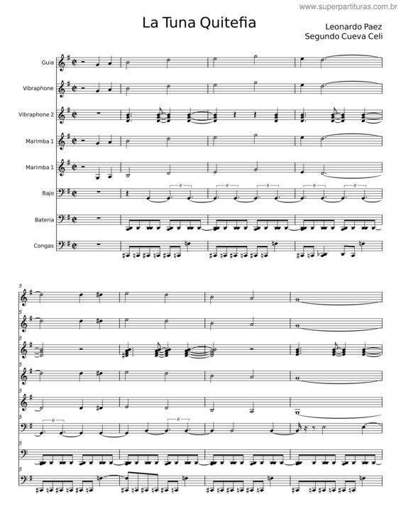 Partitura da música La Tuna Quiteña – Leonardo Páez