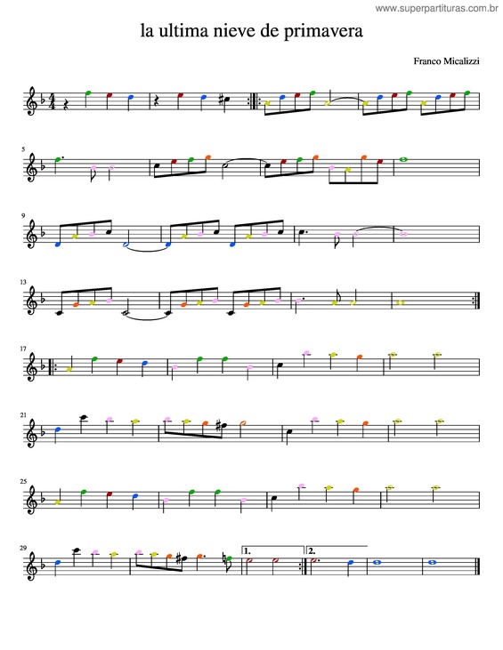 Partitura da música La Ultima Nieve De Primavera