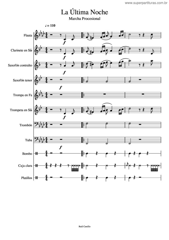 Partitura da música La Última Noche v.2