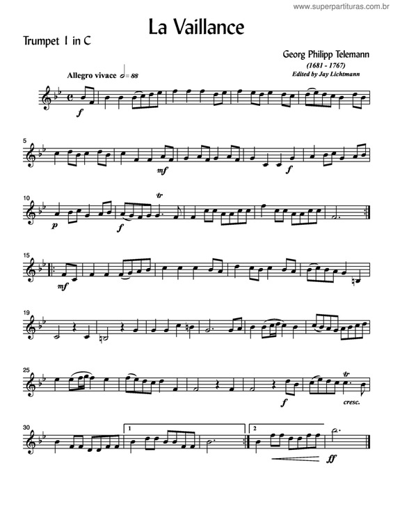 Partitura da música La Vaillance