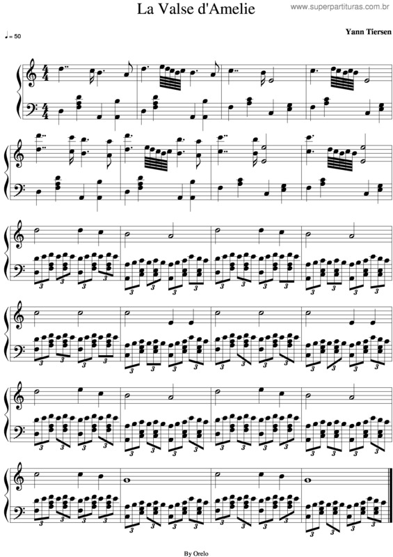 Partitura da música La Valse D`Amelie v.2