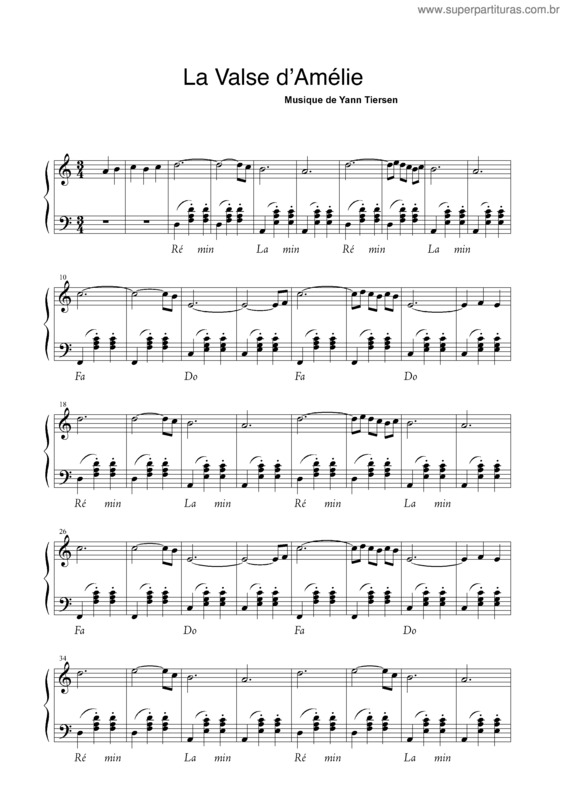 Partitura da música La Valse D`Amelie v.4