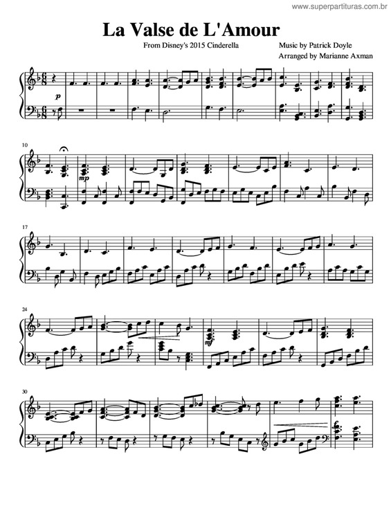 Partitura da música La Valse De L`amour