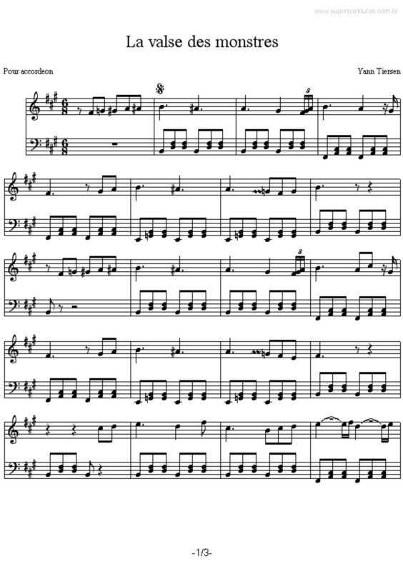 Partitura da música La Valse des Monstres