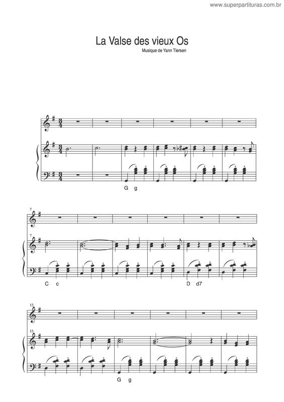 Partitura da música La Valse Des Vieux Os v.2