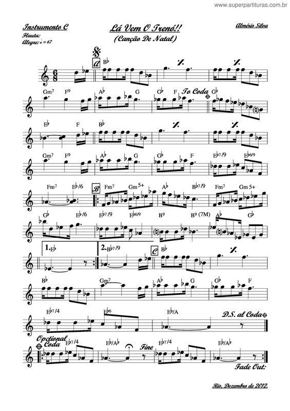 Partitura da música La Vem O Trenó