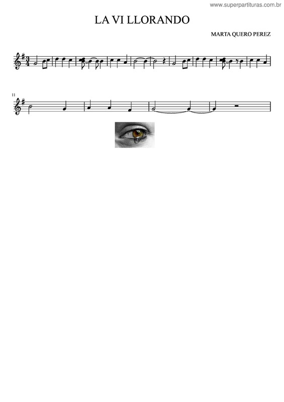 Partitura da música La Vi Llorando