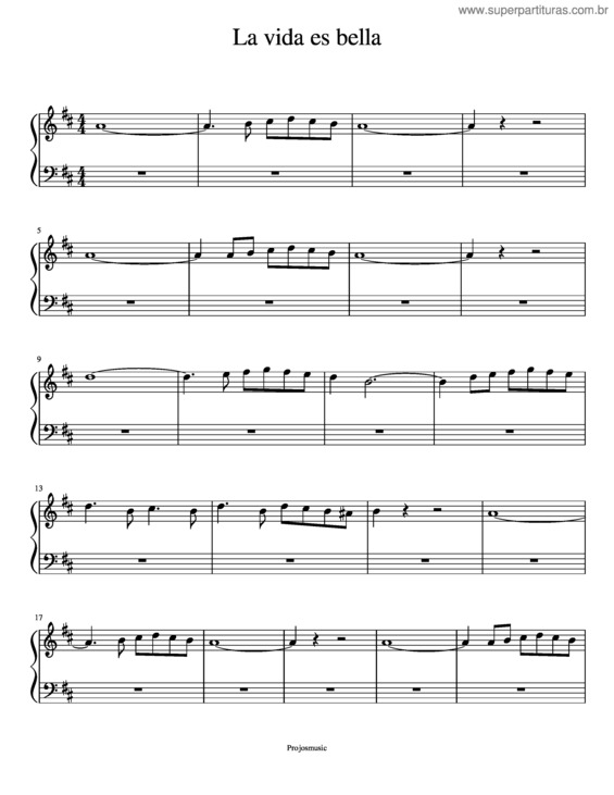Partitura da música La Vida Es Bella 2