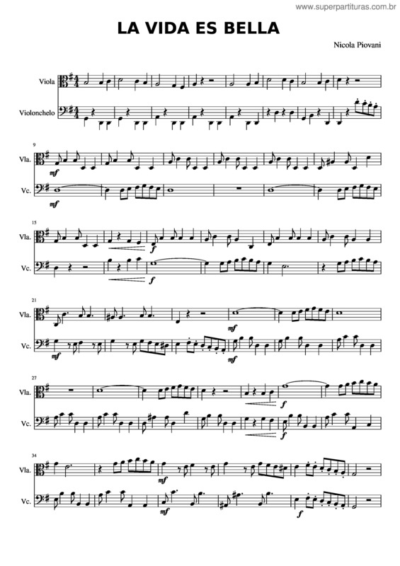 Partitura da música La Vida Es Bella v.14