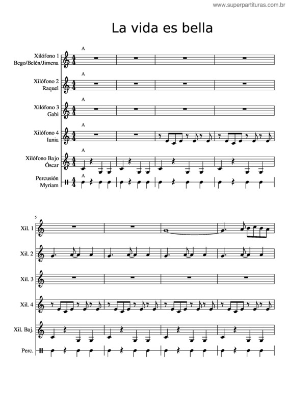 Partitura da música La Vida Es Bella v.16