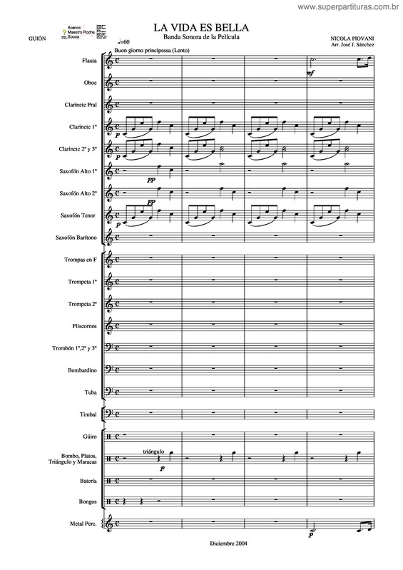 Partitura da música La Vida Es Bella v.2