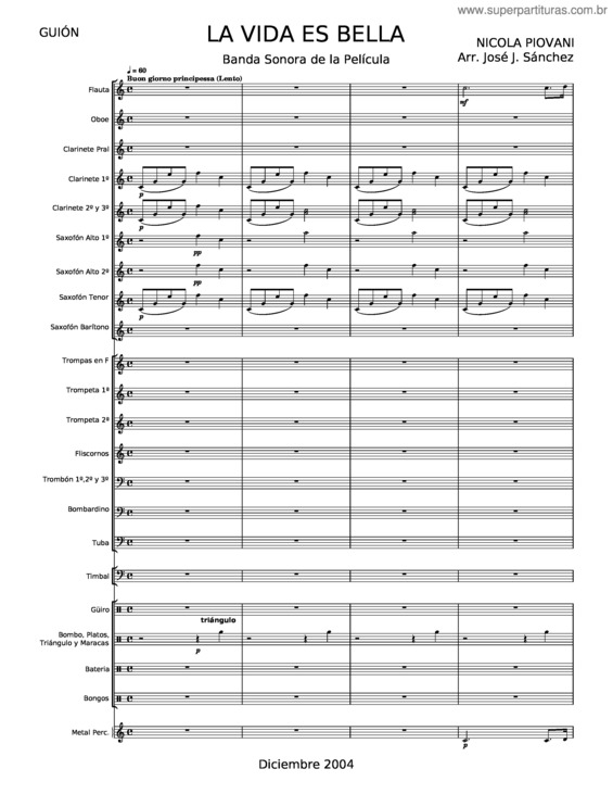 Partitura da música La Vida Es Bella v.9