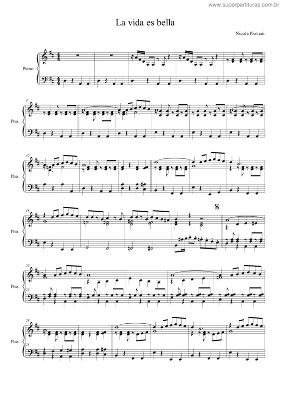 Partitura da música La Vida Es Bella