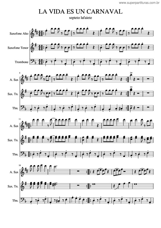 Partitura da música La Vida Es Un Carnaval v.11