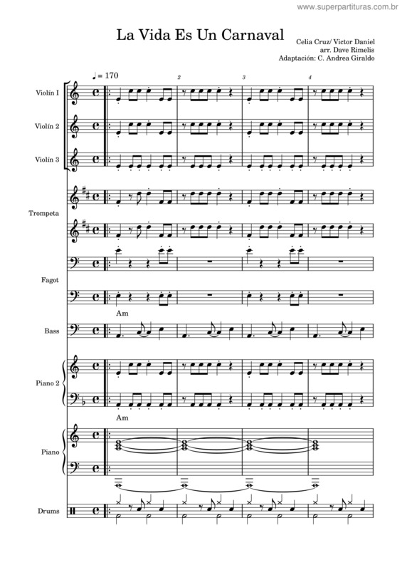 Partitura da música La Vida Es Un Carnaval v.18