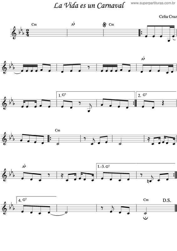 Partitura da música Lá Vida Es Un Carnaval v.2