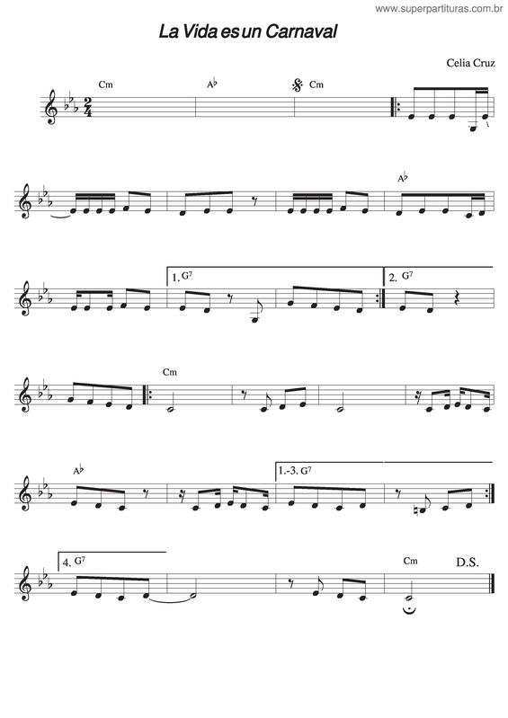 Partitura da música La Vida Es Un Carnaval v.3