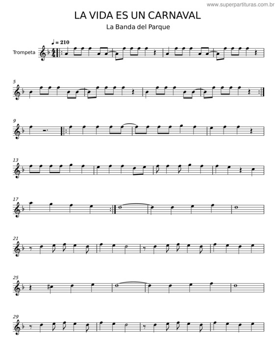 Partitura da música La Vida Es Un Carnaval v.30