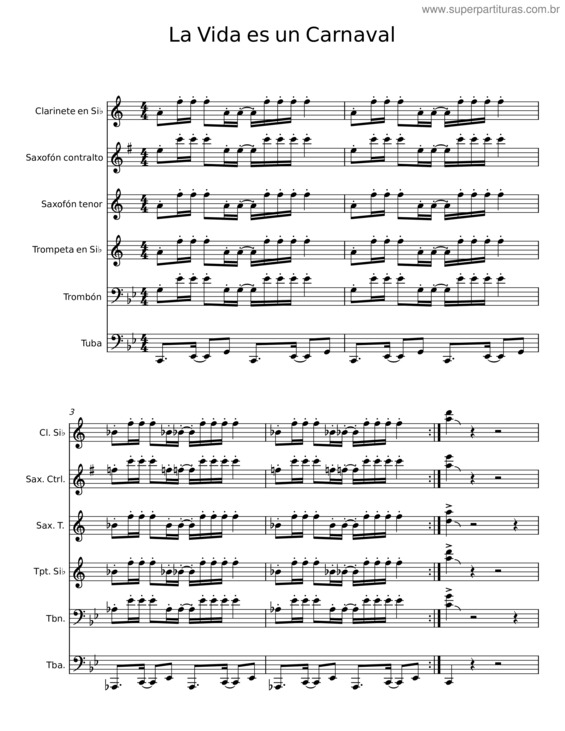 Partitura da música La Vida Es Un Carnaval v.32