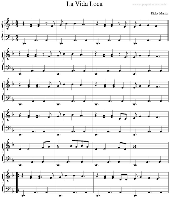 Partitura da música La Vida Loca