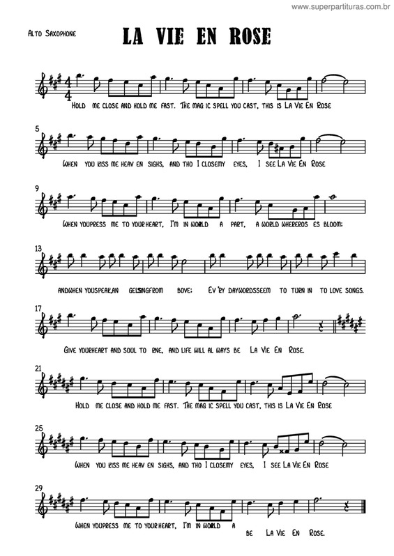 Partitura da música La Vie En Rose v.8