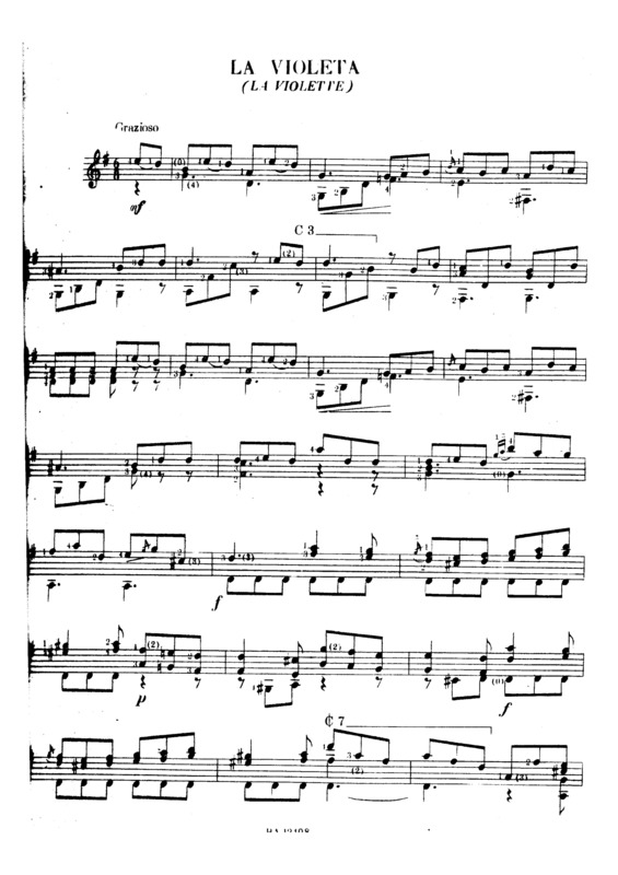 Partitura da música La Violeta