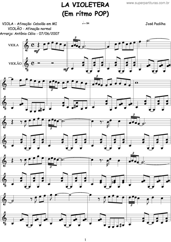 Partitura da música La Violetera v.4