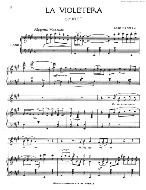 Partitura da música La Violetera v.5