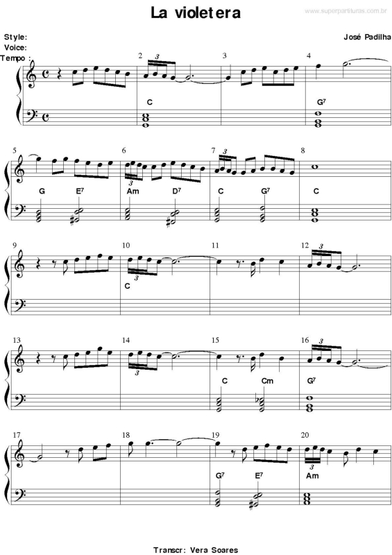 Partitura da música La Violetera