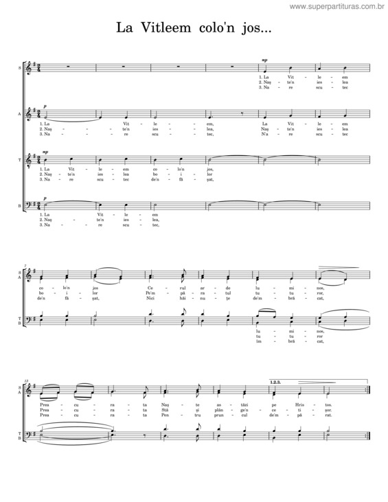 Partitura da música La Vitleem Colo`N Jos...