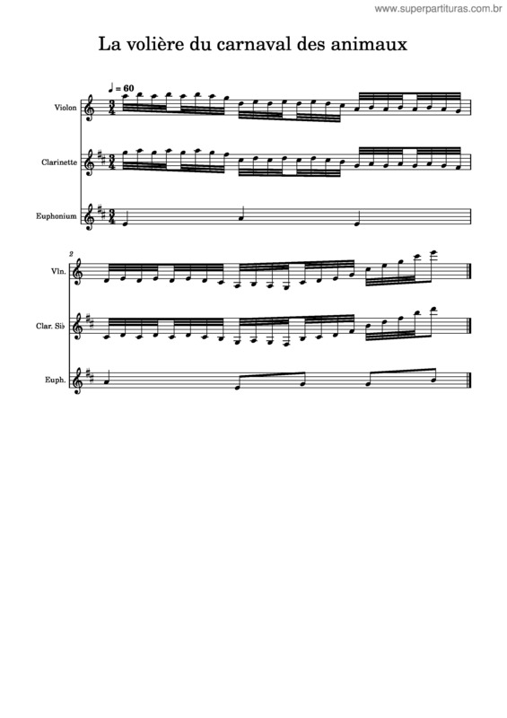 Partitura da música La Volière Du Carnaval Des Animaux