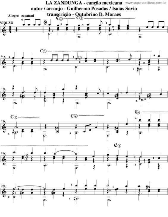 Partitura da música La Zandunga