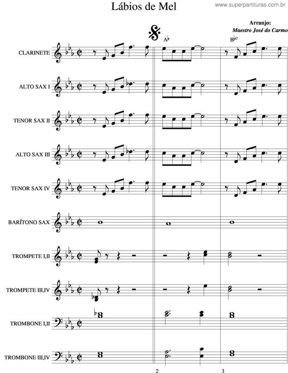 Partitura da música Lábios De Mel