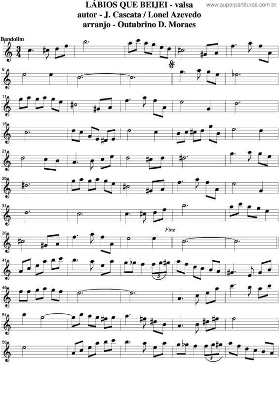 Partitura da música Lábios Que Beijei