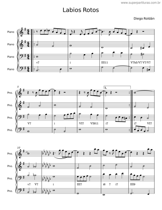 Partitura da música Labios Rotos v.2