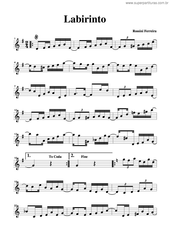 Partitura da música Labirinto