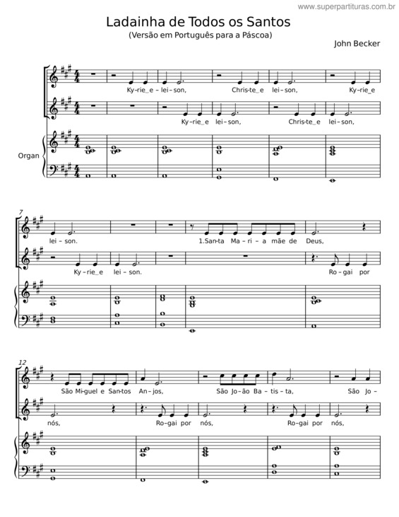 Partitura da música Ladainha De Todos Os Santos – John J. Becker v.2