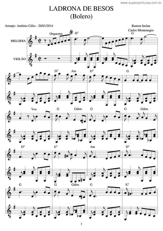 Partitura da música Ladrona De Besos