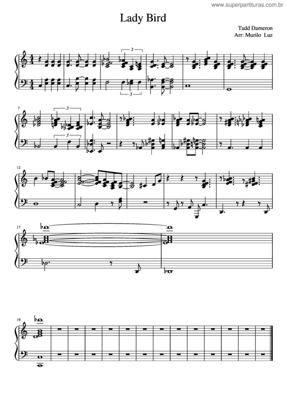 Partitura da música Lady Bird Final