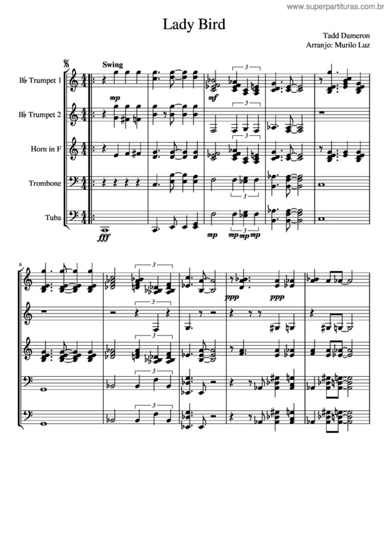 Partitura da música Lady Bird v.2