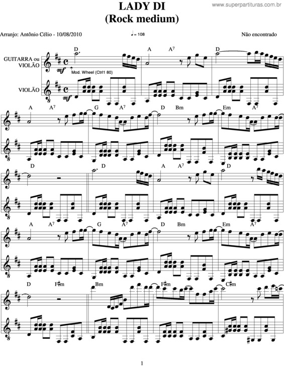 Partitura da música Lady Di