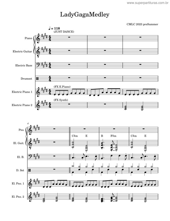 Partitura da música Lady Gaga Medley – Lady Gaga Ladygagamedley