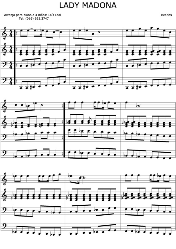 Partitura da música Lady Madona v.2