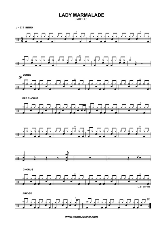 Partitura da música Lady Marmalade v.2