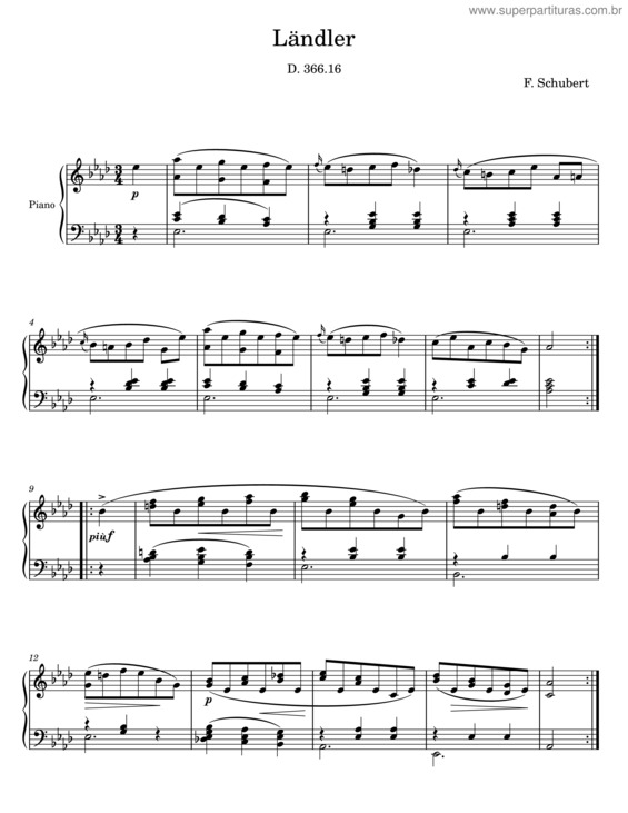 Partitura da música Laendler D 814 N1. Quartet – F Schubert v.3