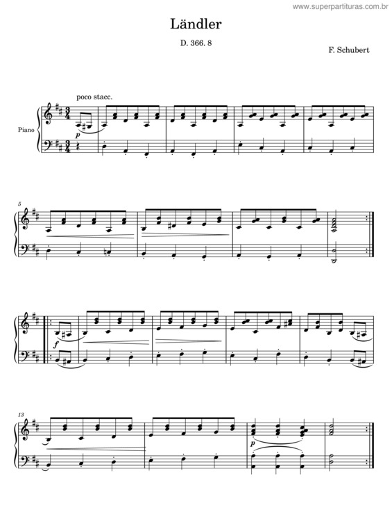 Partitura da música Laendler D 814 N1. Quartet – F Schubert v.4