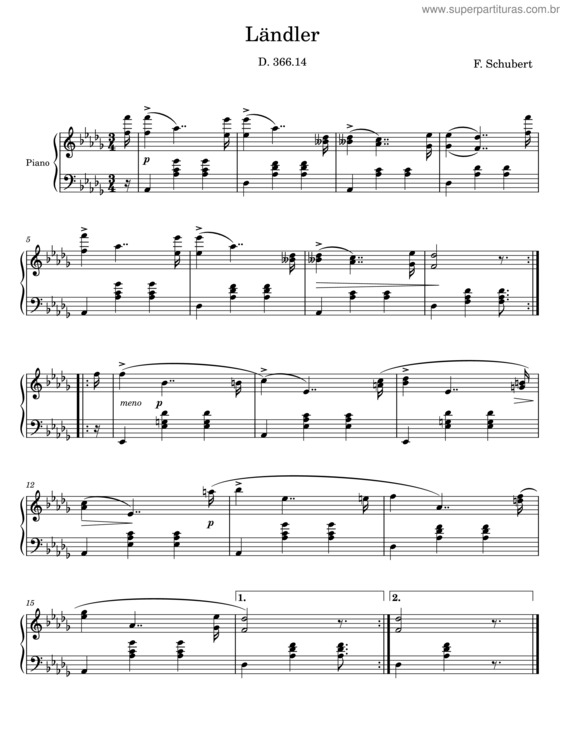 Partitura da música Laendler D 814 N1. Quartet – F Schubert v.5