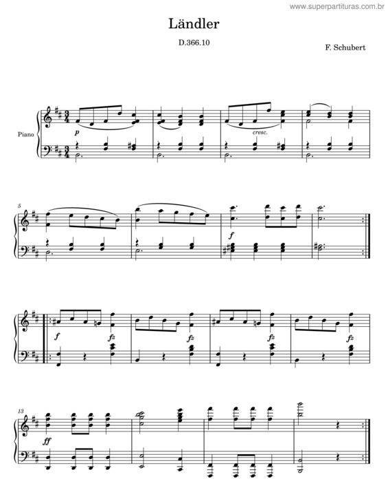 Partitura da música Laendler D 814 N1. Quartet – F Schubert v.8
