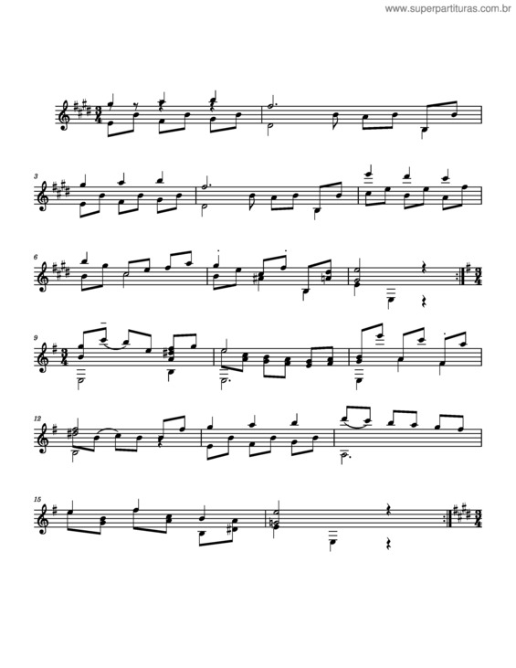 Partitura da música Lágrima – Francisco Tárrega v.6